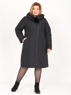 Кармель ЕП 1351 черное зимнее пальто - фото 21413