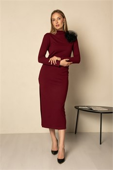 Платье 20113020 бордовый с украшением 20113020 - фото 22924
