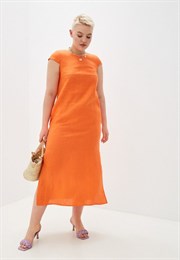 5169-49 Льняное платье оранжевое