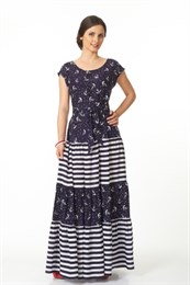 ALDS4052/синий с япон.пояс. платье жен