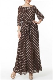 ALDS5025/коричневый/белый платье жен.с поясом