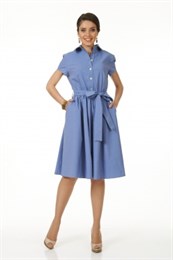 ALDS5036/голубой Платье с поясом жен.