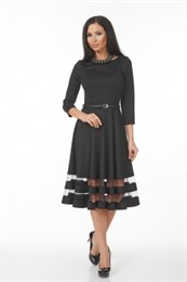 AZDT6071/черный платье с ремнем
