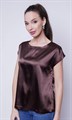 4520-6 блуза атласная нарядная коричневая 4520-6